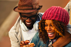 Two people having a good time together